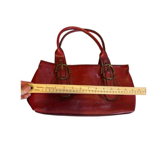 Aldo Red Leather Handbag With Buckle Detailing & Zip Closure - Picture 8 of 14